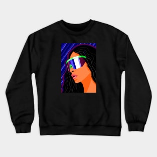 Beautiful brunette girl in sunglasses Crewneck Sweatshirt